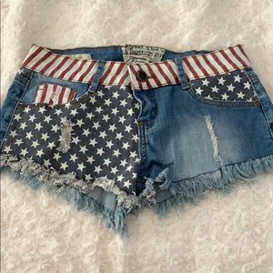 American flag jean shorts